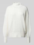 Relaxed fit gebreide pullover van een mix van katoen en wol met opstaa...