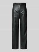 Straight fit stoffen broek in leerlook, 'STRUZZO'