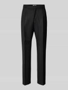 Slim fit pantalon van scheerwol met persplooien, model 'Pieter'