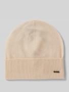 Beanie met labelapplicatie, model 'Lari'