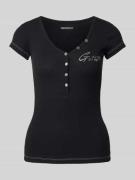 T-shirt met labelprint, model 'HENLEY'