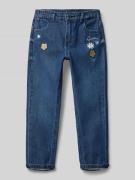 Mom fit leg jeans met bloemenborduursels, model 'RIGID'