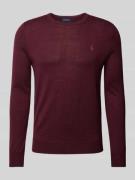 Slim fit gebreide pullover van zuivere wol