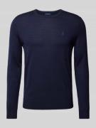 Slim fit gebreide pullover van zuivere wol