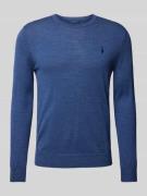 Slim fit gebreide pullover van zuivere wol