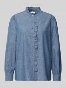 Overhemdblouse met opstaande kraag, model 'CHAMBRAY'