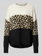 Regular fit gebreide pullover met dierenprint en colour blocking, mode...