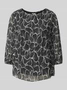 Plisséblouse met all-over motief