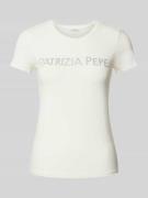 T-shirt met label met strass-steentjes