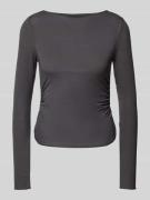 Slim fit shirt met lange mouwen en plooien opzij, model 'ELIANA'