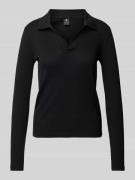 Slim fit shirt met lange mouwen en V-hals