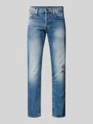 Slim fit jeans met knoop- en ritssluiting