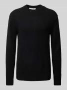 Regular fit gebreide pullover met wol en labelstitching bij de mouwen