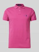 Custom slim fit poloshirt van puur katoen