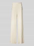 Wide leg stoffen broek met sierknopen, model 'MISSION'