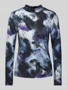 Shaped fit shirt met lange mouwen van viscosemix met abstract motief