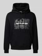 Comfort fit hoodie van katoenmix met rubberen print, model 'AERO'