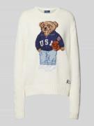 Gebreide pullover met motiefstitching, model 'BBALL'