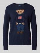 Gebreide pullover met motiefstitching, model 'BEAR'