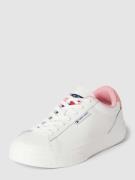 Leren sneakers met labeldetail