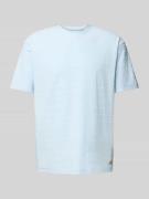 T-shirt met geribde ronde hals