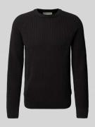 Regular fit gebreide pullover van katoenmix met structuurmotief