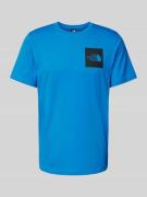 T-shirt met geribde ronde hals