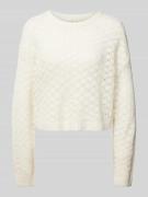 Regular fit gebreide pullover met broderie anglaise, model 'MIAMI'