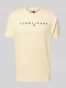 Regular fit T-shirt van puur katoen met labelstitching