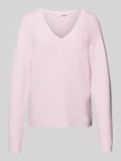 Comfort fit gebreide pullover van katoenmix met V-hals