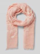 Sjaal met bloemenstitching en franjes