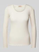 Shirt met lange mouwen en geribde ronde hals, model 'Elaine'