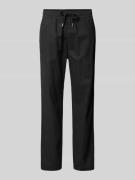 Regular fit linnen broek met elastische band, model 'barton'