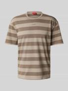 T-shirt met geribde ronde hals, model 'Dockoe'