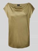 Loose fit shirt van glanzende viscose met cascadehals