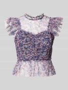 Slim fit blousetop met smokdetails