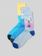 Sokken met labeldetail in een set van 3 paar, model 'BEACH LANDSCAPE'