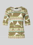 T-shirt met geribde ronde hals