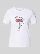 Regular fit T-shirt met pailletten, model 'KITA'