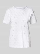 T-shirt met geribde ronde hals, model 'CHRYSANTA'