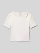 Slim fit T-shirt van katoenmix, model 'NESSA LIFE'