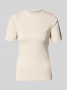 T-shirt met geribde opstaande kraag