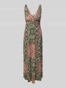 Midi-jurk met V-hals in all-over look