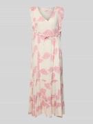 Midi jurk van  viscose in laagjeslook, model 'Samo'