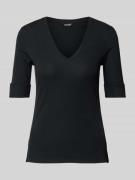 T-shirt met geribde V-hals, model 'JUDY'