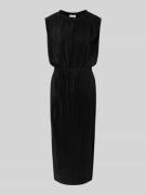 Relaxed fit plisséjurk met tunnelkoord