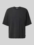 Oversized T-shirt met geribde ronde hals