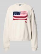 Sweatshirt met motief- en labelstitching
