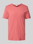 T-shirt met geribde ronde hals, model 'Cesare'