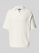 Relaxed fit poloshirt met ajourpatroon, model 'PAROS'